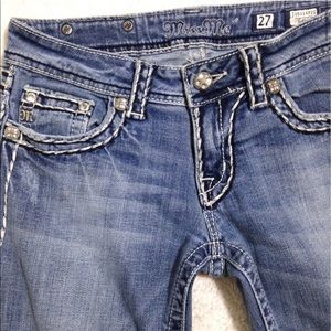 MISS ME THICK STITCH CROPPED JEANS